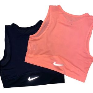 *Bundled* Nike Neon Coral & Black Mesh Cropped Athletic Tanks | M